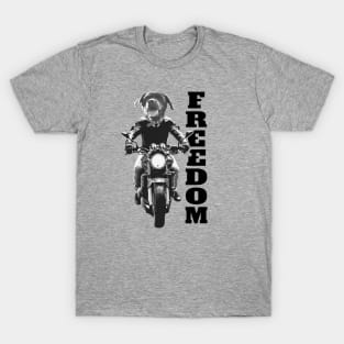 Freedom Dog on Motorcycle T-Shirt